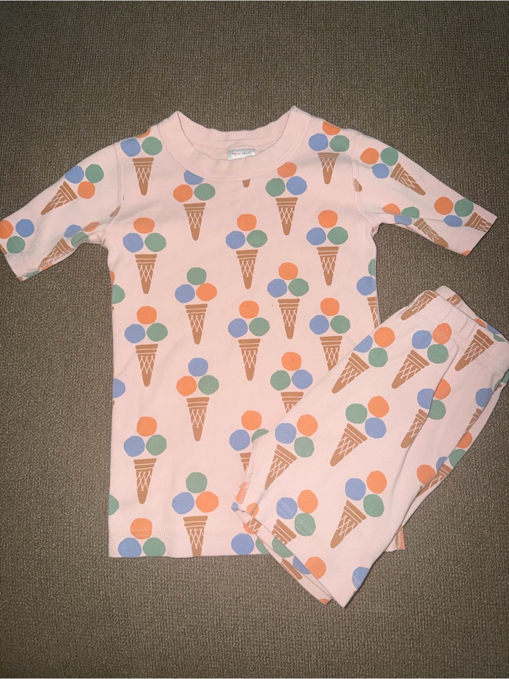 Hanna Andersson Pink Ice Cream Cone Pajama Set with Orange, Blue, Green Accents